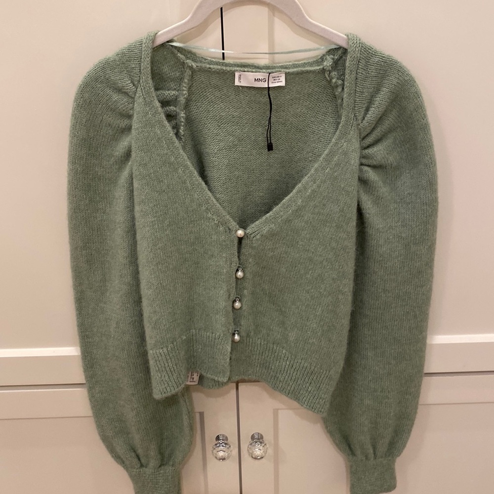 Light Green Mango Women’s knit cardigan